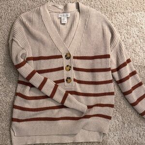 Rachel Zoe Beige and Brown Striped Cardigan